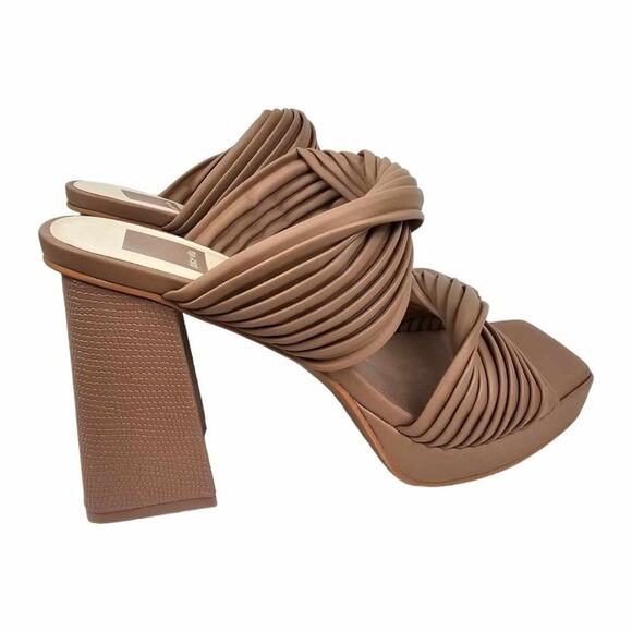 NEW Dolce Vita Chunky Block Heel Platform Slide Sandals Neutral Beige Size 7 - Picture 11 of 11